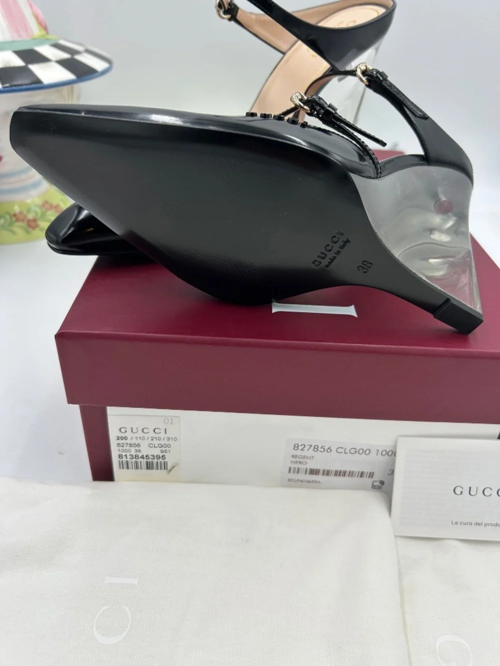 Women’s Gucci Christy Patent Leather Wedge. Size 38. Made in Italy.